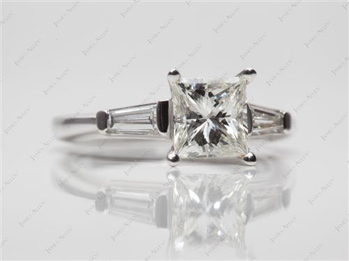White Gold 1.03 Princess cut Engagement Ring Side Stones