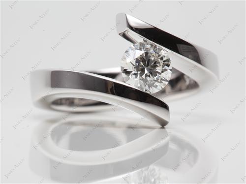 White Gold 0.92 Round cut Tension Ring Setting