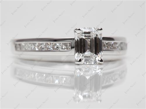 White Gold 1.19 Emerald cut Channel Set Diamond Engagement Rings