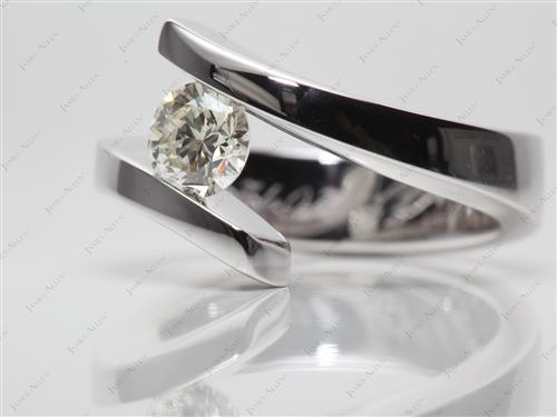 White Gold 0.71 Round cut Tension Engagement Rings