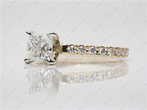 Gold 0.85 Princess cut Pave Ring Settings