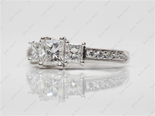 Platinum 0.59 Princess cut Three Stones Ring