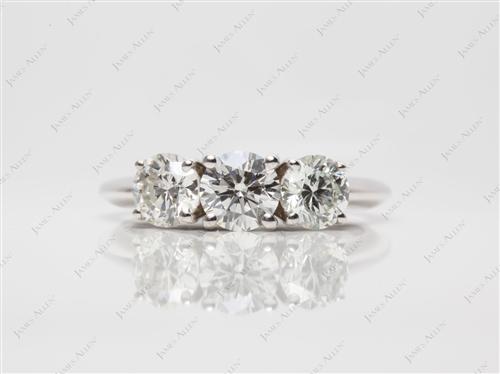 White Gold 0.60 Round cut Three Stones Rings