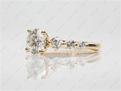 Gold 1.31 Round cut Sidestone Engagement Ring