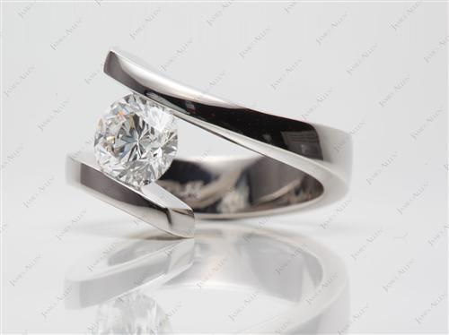 Platinum 1.50 Round cut Tension Diamond Rings