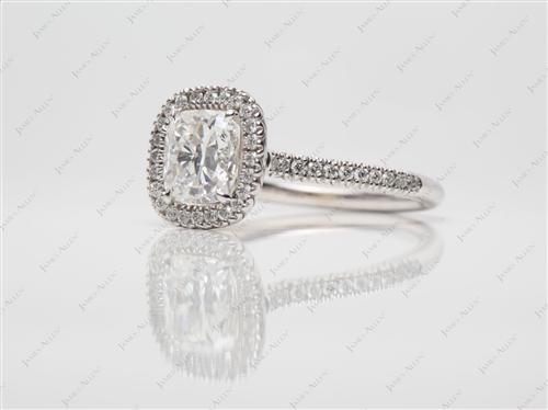 White Gold 1.51 Cushion cut Micro Pave Rings