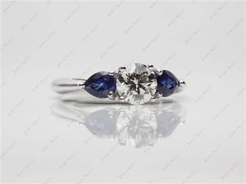 White Gold 0.75 Round cut Emerald Diamond Rings