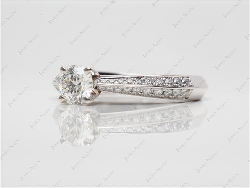 White Gold 0.51 Round cut Engagement Rings Pave