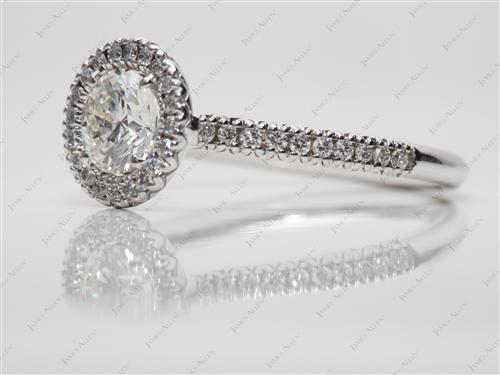 White Gold 0.80 Round cut Pave Diamond Engagement Rings