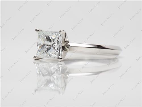 Platinum 1.00 Princess cut Solitaire Engagement Rings
