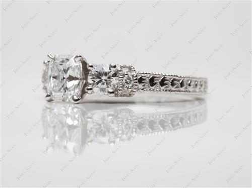 Platinum 1.01 Radiant cut Diamond Ring With Side Stones
