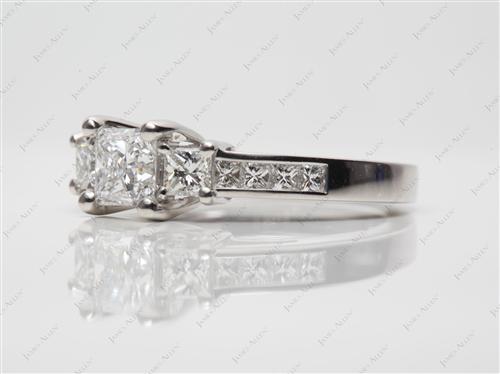 Platinum 0.73 Princess cut Three Stones