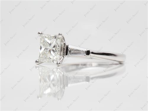 White Gold 1.50 Princess cut Diamond Ring With Sidestones