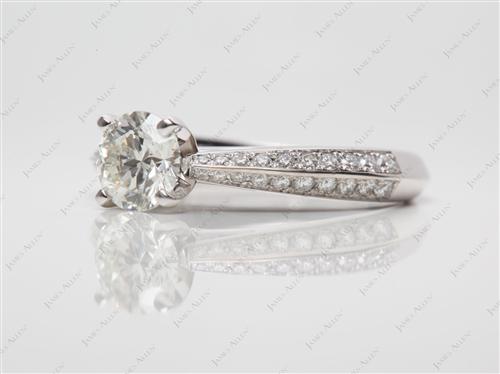 White Gold 0.75 Round cut Pave Ring