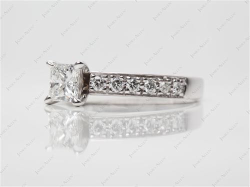 White Gold 0.70 Princess cut Engagement Rings
