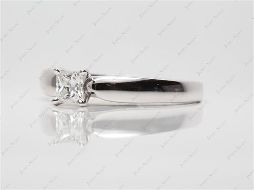 White Gold 0.53 Princess cut Solitaire Ring Mountings