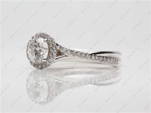 White Gold 0.78 Round cut Pave Engagement Rings