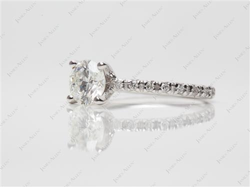 White Gold 0.70 Round cut Pave Diamond Rings