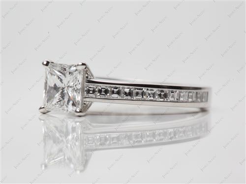 Platinum 1.13 Princess cut Channel Set Diamonds