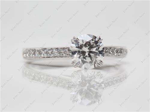 White Gold 0.81 Round cut Pave Diamond Engagement Ring