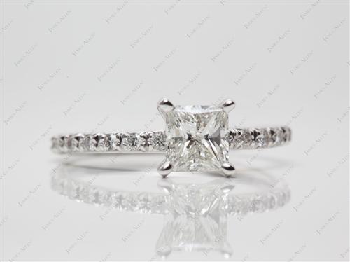 White Gold 1.00 Princess cut Diamond Ring