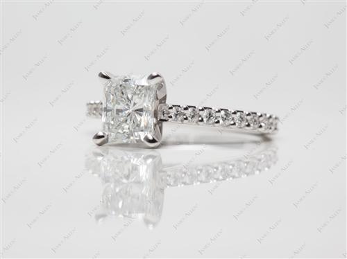 White Gold 1.17 Radiant cut Engagement Rings With Sidestones
