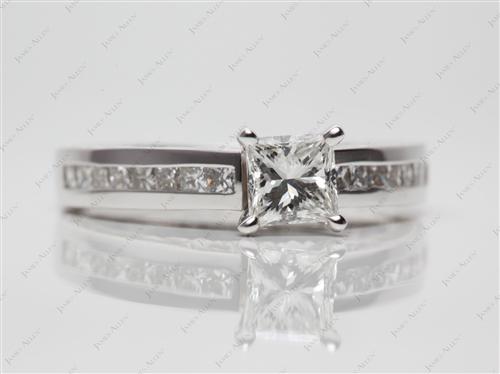 White Gold 0.70 Princess cut Channel Setting Engagement Rings