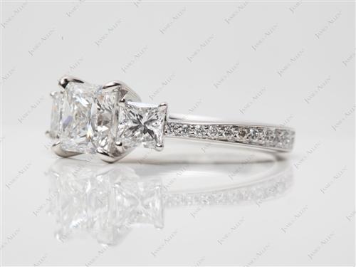 Platinum 1.52 Princess cut Three Stones