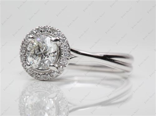 White Gold 0.90 Round cut Diamond Pave Ring