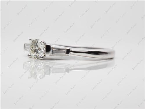 White Gold 0.45 Round cut Diamond Ring With Side Stones