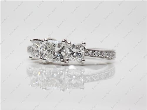 Platinum 0.64 Princess cut Three Stones