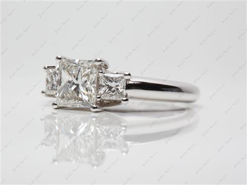White Gold 1.38 Princess cut Three Stones Rings
