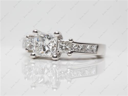 Platinum 1.01 Princess cut Three Stones
