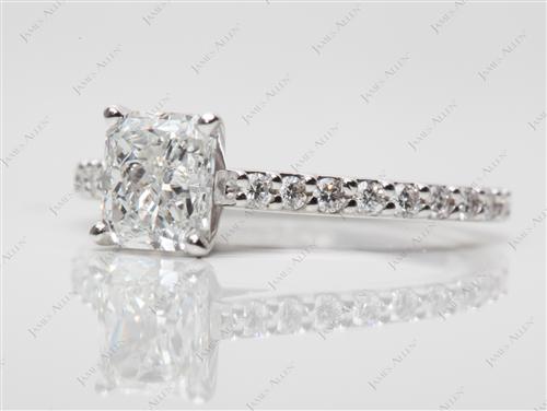 White Gold 1.01 Radiant cut Engagement Ring Side Stones