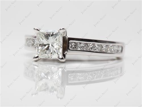 White Gold 0.93 Princess cut Channel Set Diamond Ring