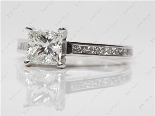 White Gold 1.27 Princess cut Channel Cut Ring
