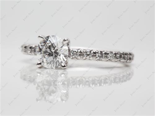 Platinum 0.80 Round cut Pave Setting Rings