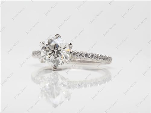 Platinum 1.31 Round cut Engagement Ring Micro Pave