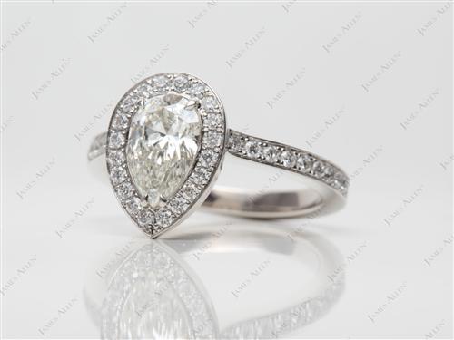 Platinum 1.02 Pear shaped Pave Diamond Rings