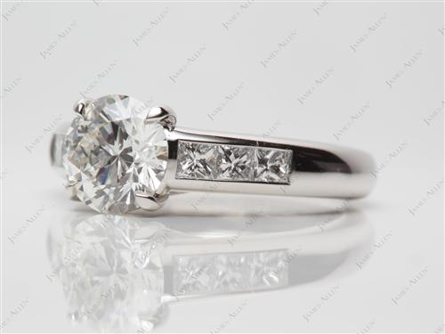 Platinum 1.37 Round cut Diamond Channel Ring