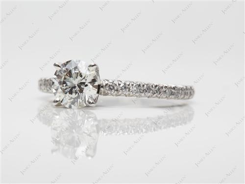 Platinum 0.72 Round cut Pave Diamond Engagement Ring