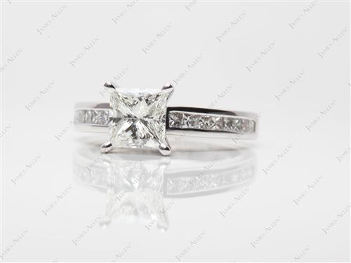 White Gold 1.51 Princess cut Diamond Channel Rings