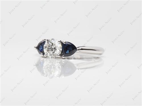 White Gold 0.70 Round cut Emerald Diamond Rings