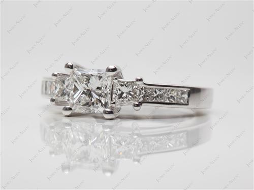White Gold 0.82 Princess cut Three Stones Ring