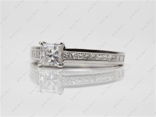 Platinum 0.71 Princess cut Channel Set Engagement Rings