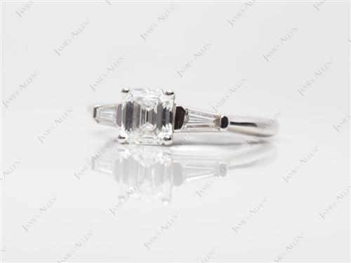 White Gold 0.97 Emerald cut Princess Cut Engagement Rings With Side Stones