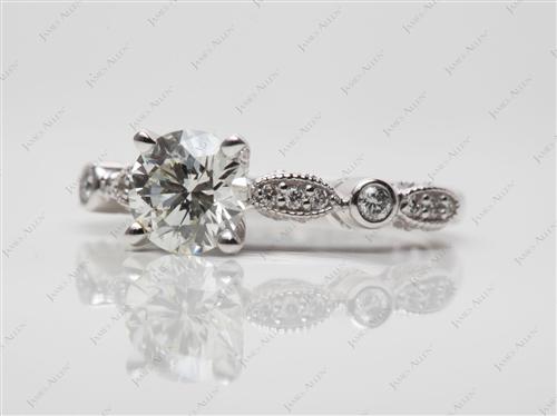 White Gold 0.87 Round cut Diamond Ring With Sidestones