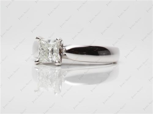 White Gold 0.80 Princess cut Solitaire Ring