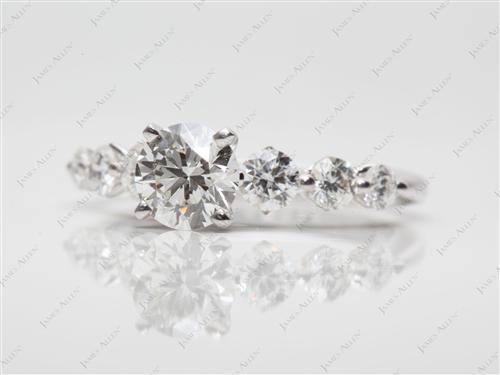White Gold 0.82 Round cut Engagement Ring Side Stones