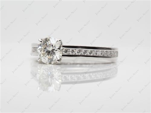 Platinum 0.91 Round cut Channel Set Engagement Ring